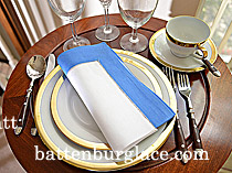 White Hemstitch Diner Napkin wtih French Blue Colored Border